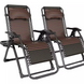 Посилений! Комплект із 2 розкладних шезлонгів Zero Gravity LEOBRO Коричневого кольору 3D-тканина 9147 фото 1