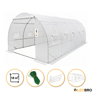 Посилена садова теплиця парник LEOBRO Garden 18м2 White (LB-18M25W) 8840 фото