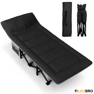 Туристична похідна розкладачка з вбудованим матрацом LEOBRO Black (LB-CC-K1-BLK) 9129 фото