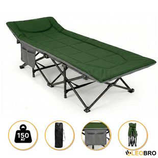 Туристична похідна розкладачка з вбудованим матрацом LEOBRO Green (LB-CC-K1-GRN) 9130 фото