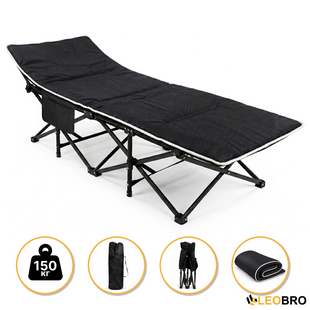 Туристична похідна розкладачка з Mesh-матрацом LEOBRO Black (LB-CC-L1-BLK) 9131 фото