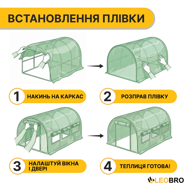 Плівка для теплиці LEOBRO 10м2 армована (LB-GC132-GRN) 8830 фото